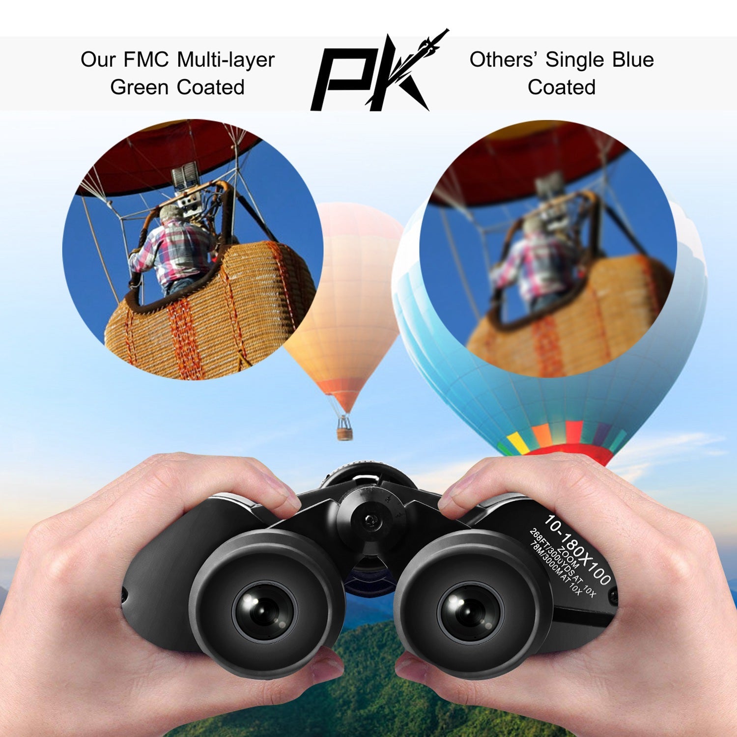 1Pc Portable Zoom Binoculars With FMC Lens Low Light Night Vision For