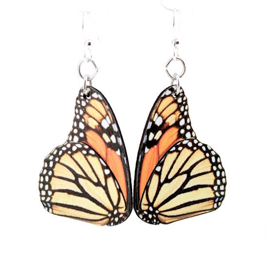 Monarch butterfly dangle earrings with vibrant orange and black wing detail