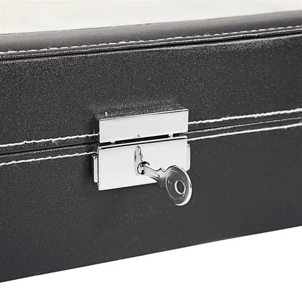 24 Slot Elegant Portable Black Watch  Box Case Organizer For Storage