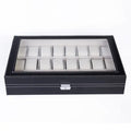 24 Slot Elegant Portable Black Watch  Box Case Organizer For Storage