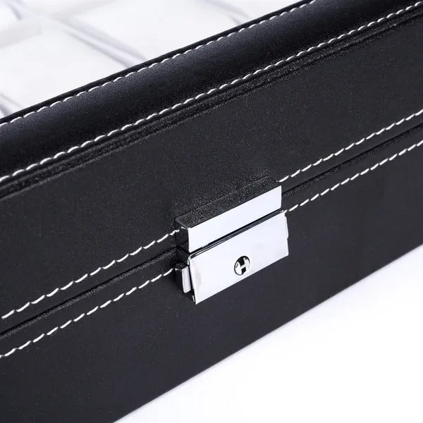 24 Slot Elegant Portable Black Watch  Box Case Organizer For Storage