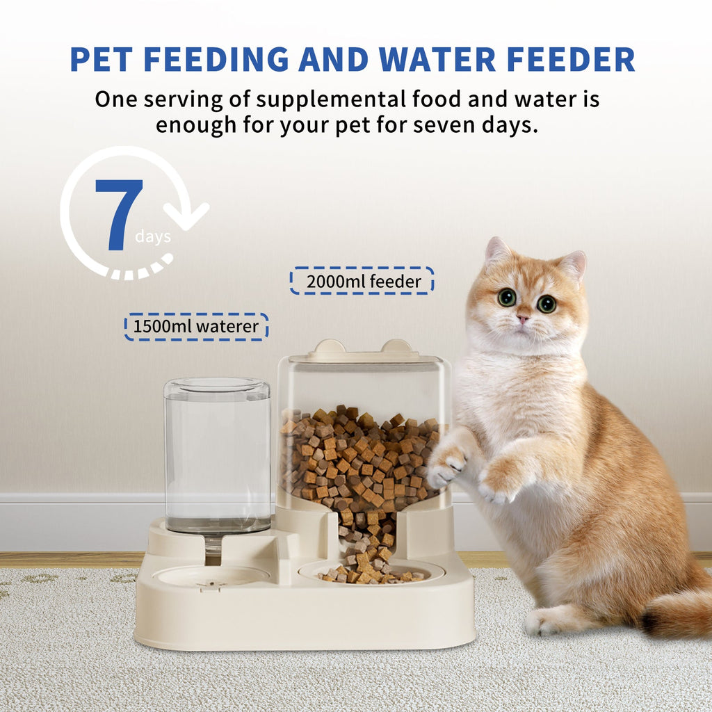 Transparent And Visible Pet Feeding And Drinking Dispenser,