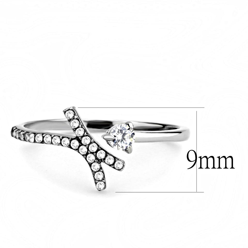 High Polish Stainless Steel CZ Statement Ring