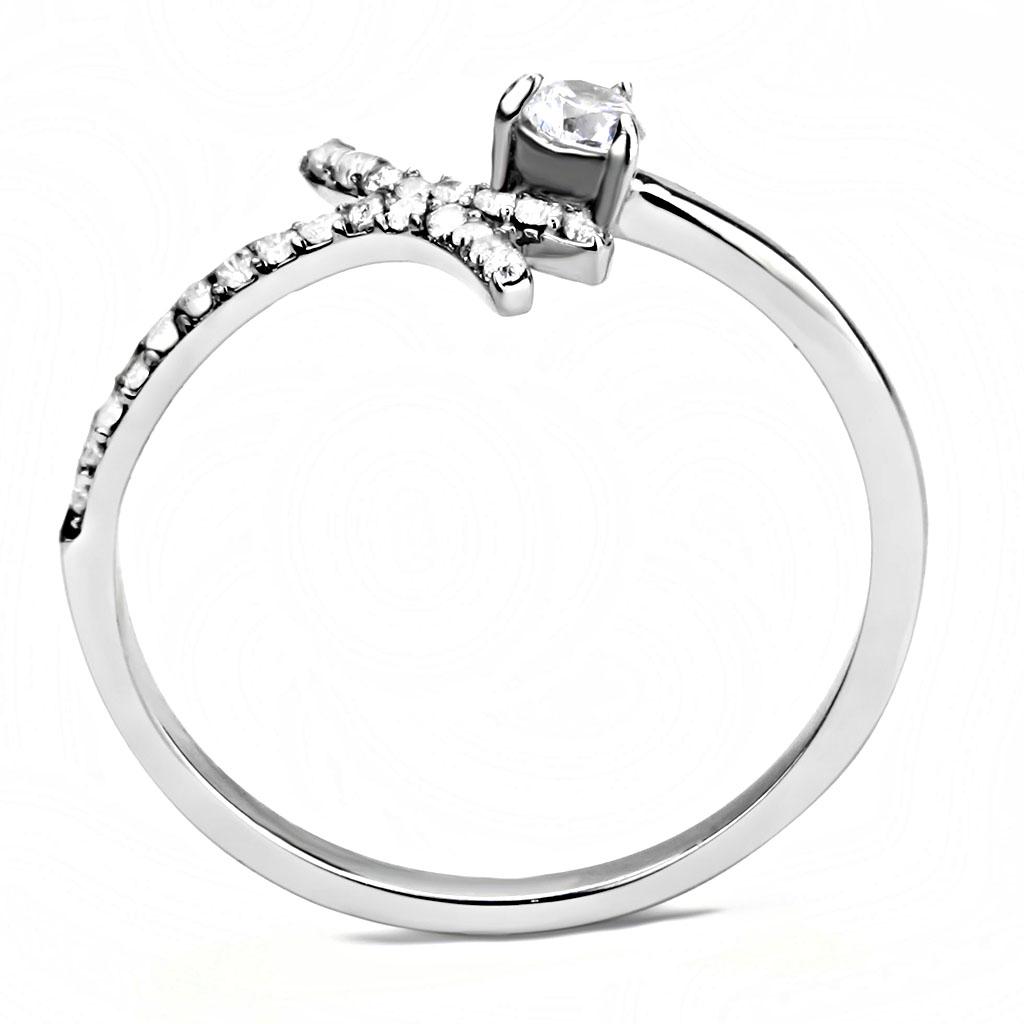 High Polish Stainless Steel CZ Statement Ring