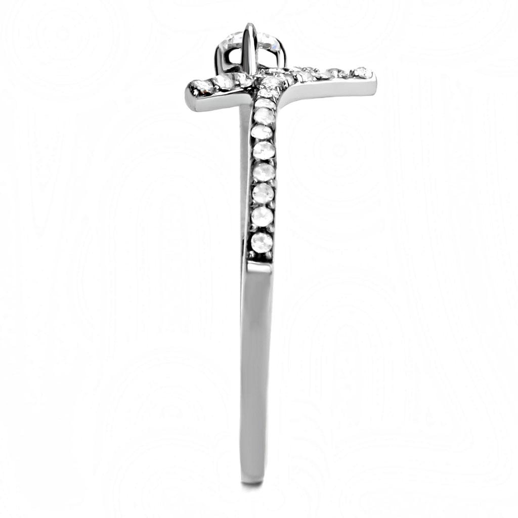 High Polish Stainless Steel CZ Statement Ring