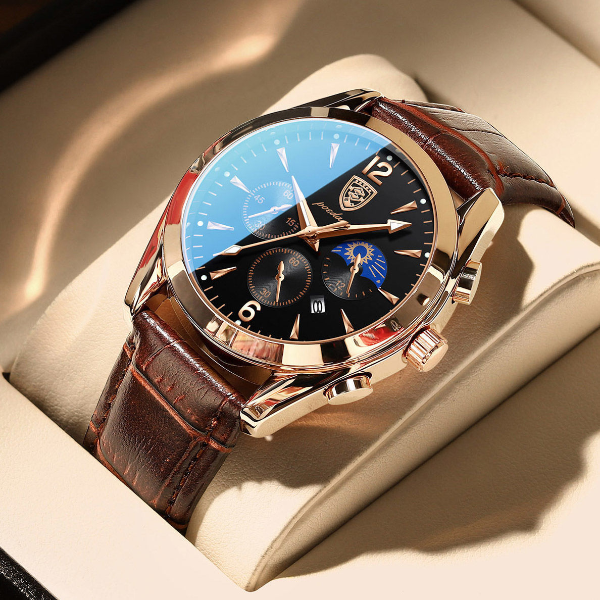 Waterproof luminous analogue men's wristwatch