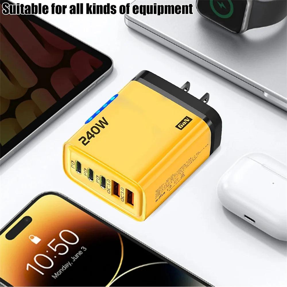 240W GaN USB C Charger 5 in 1 Fast Charging Phone Charger Power