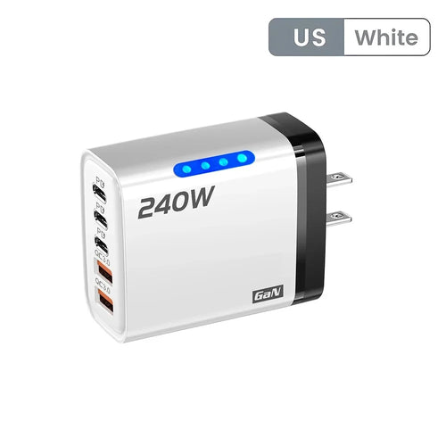 240W GaN USB C Charger 5 in 1 Fast Charging Phone Charger Power