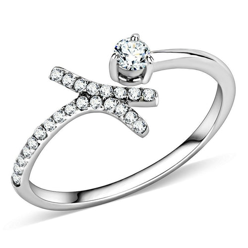 High Polish Stainless Steel CZ Statement Ring