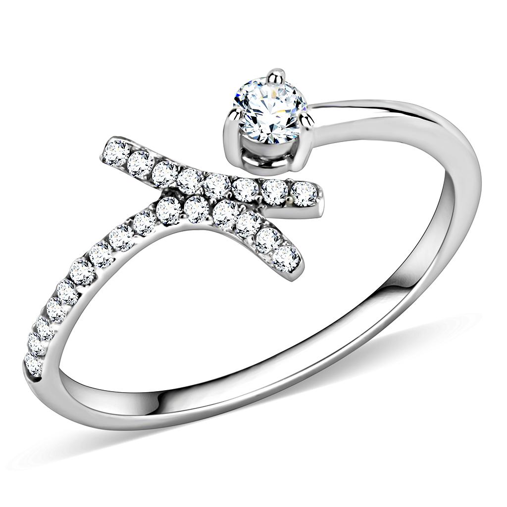 High Polish Stainless Steel CZ Statement Ring