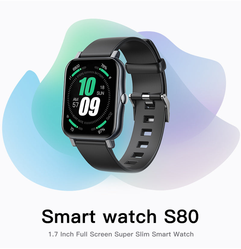 Full screen IP68 waterproof ultra-thin smartwatch with colour display