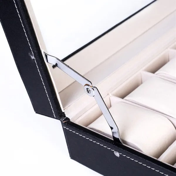 24 Slot Elegant Portable Black Watch  Box Case Organizer For Storage