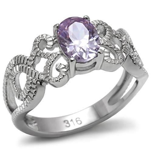 High Polish Stainless Steel CZ Ring