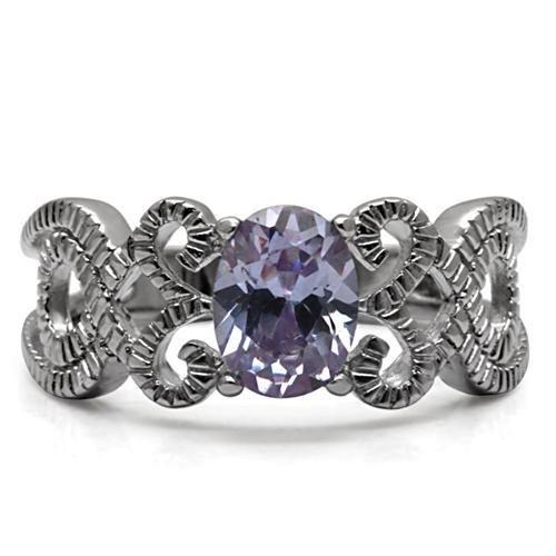 High Polish Stainless Steel CZ Ring